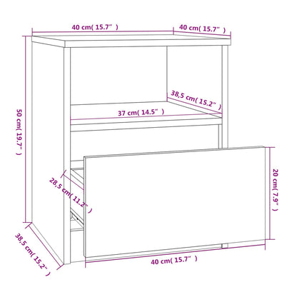 Nattbord 2 stk røkt eik 40x40x50 cm konstruert tre