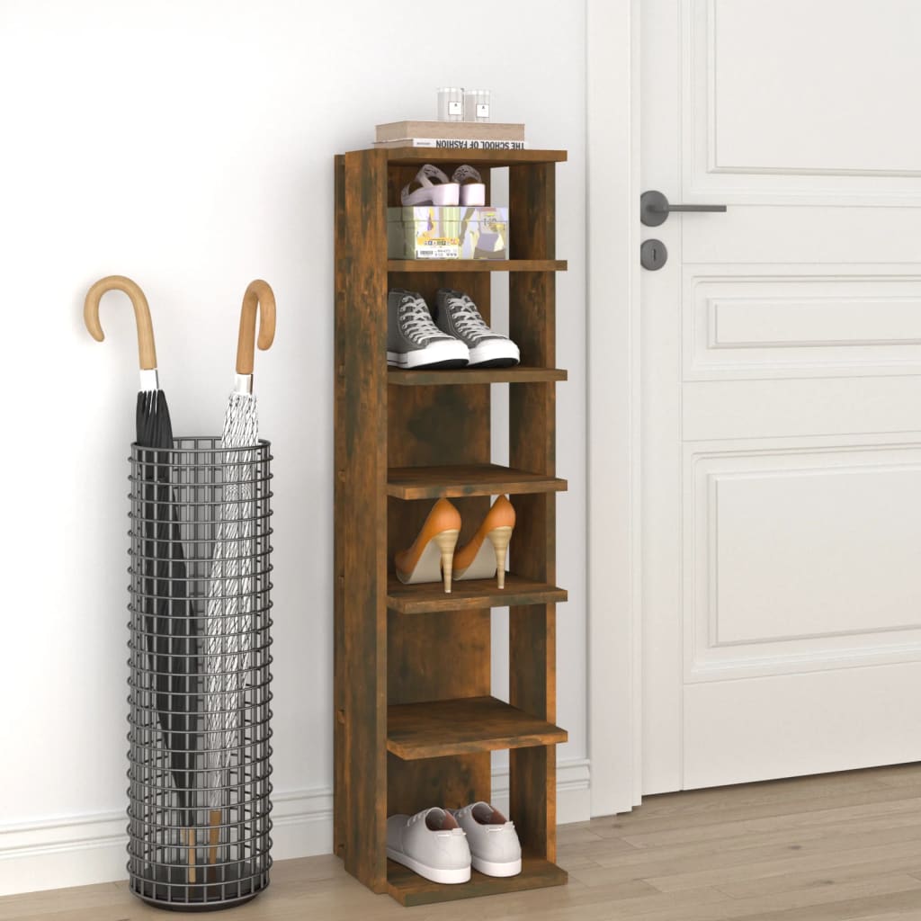 Skoskap Skohylle Skobenk Røkt Eik 27,5x27x102 cm