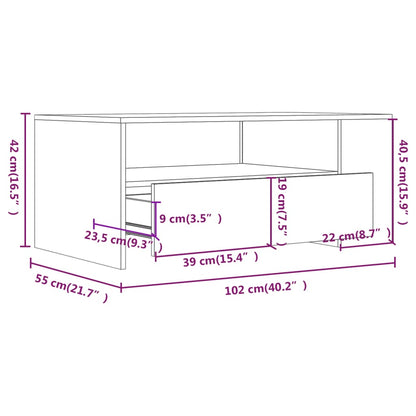 Salongbord Sofabord Hvit 102x55x42 cm