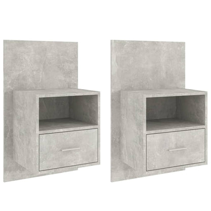 Veggmonterte nattbord 2 stk betonggrå