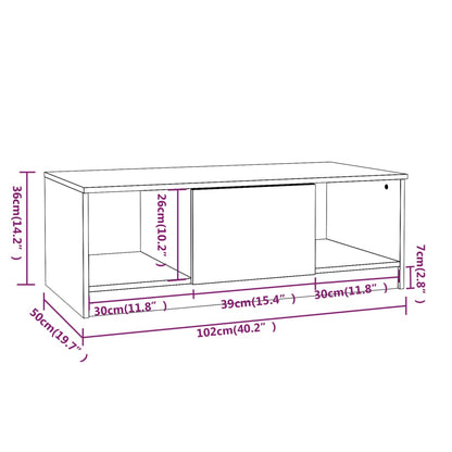 Salongbord Sofabord Betonggrå 102x50x36 cm