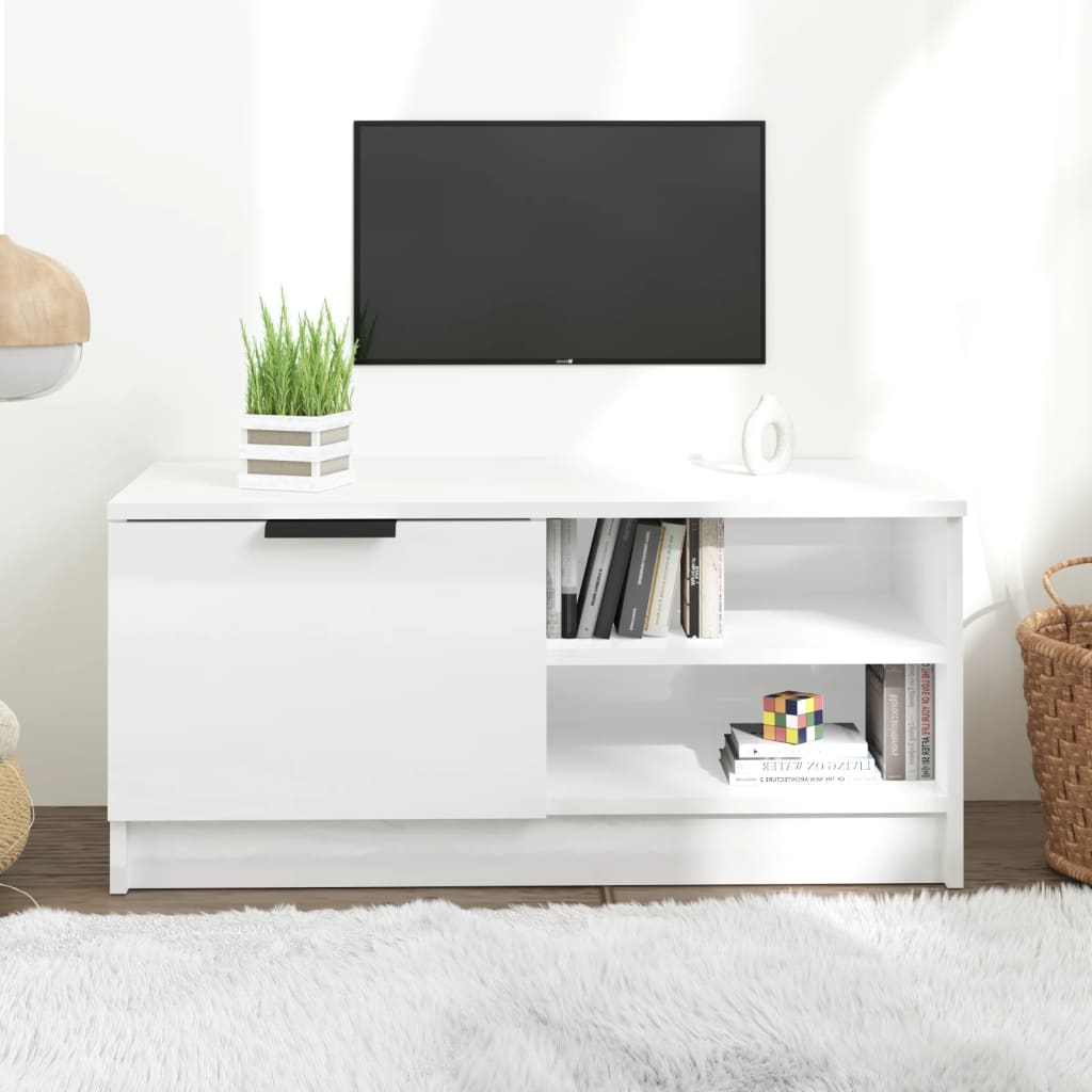 TV-Møbel Høyglans Hvit Tv-benk 80x35x36,5 cm