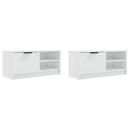 TV-Møbel Høyglans Hvit Tv-benker 2 stk 80x35x36,5 cm