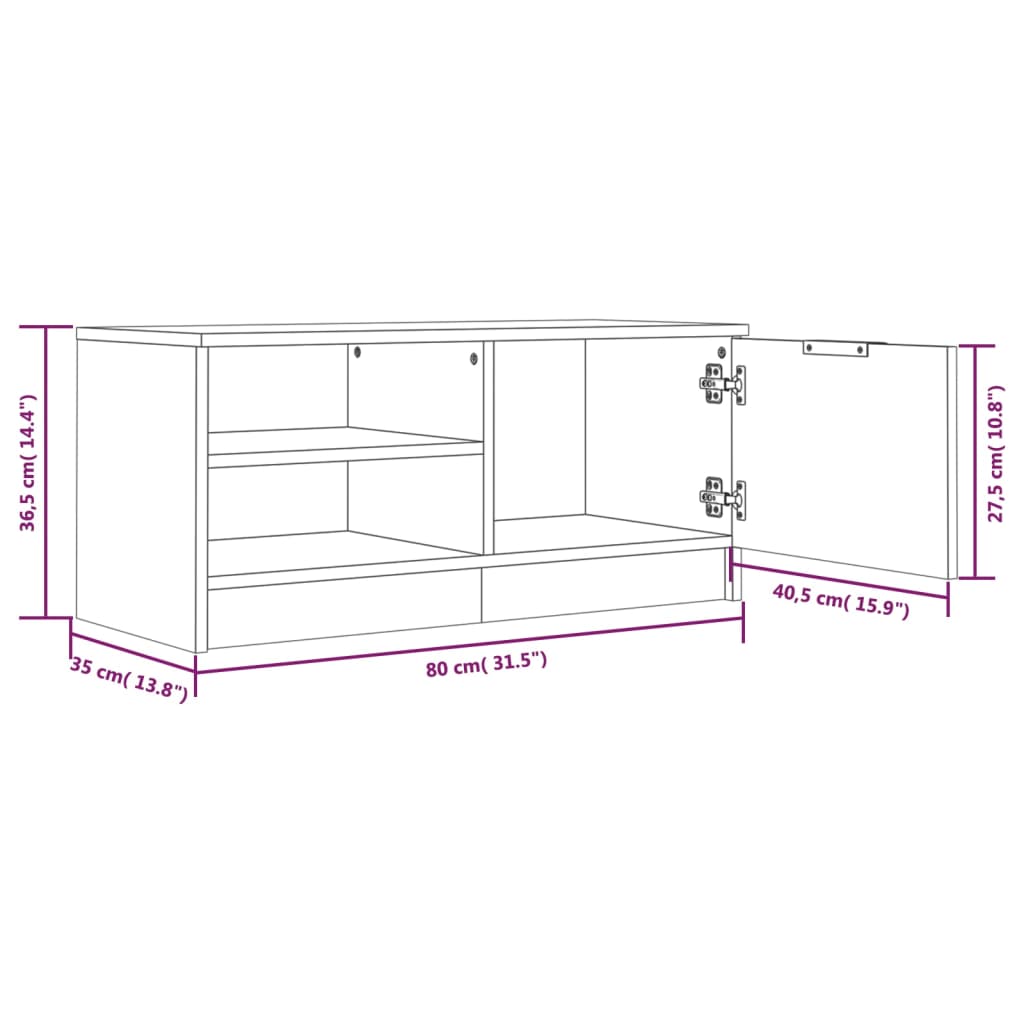 TV-Møbel Høyglans Hvit Tv-benker 2 stk 80x35x36,5 cm