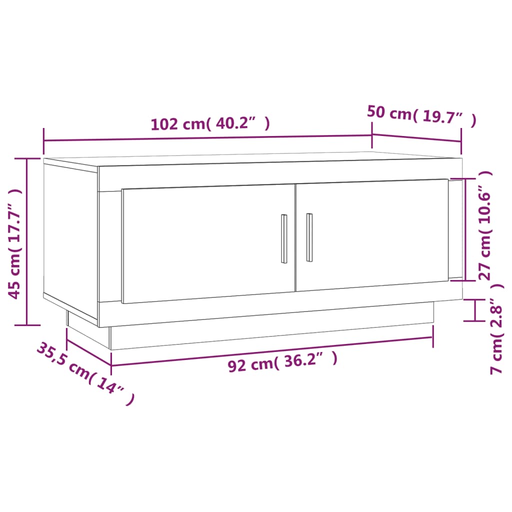 Salongbord Sofabord Røkt Eik 102x50x45 cm