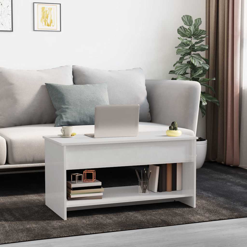 Salongbord Sofabord Høyglans Hvit 102x50x52,5 cm