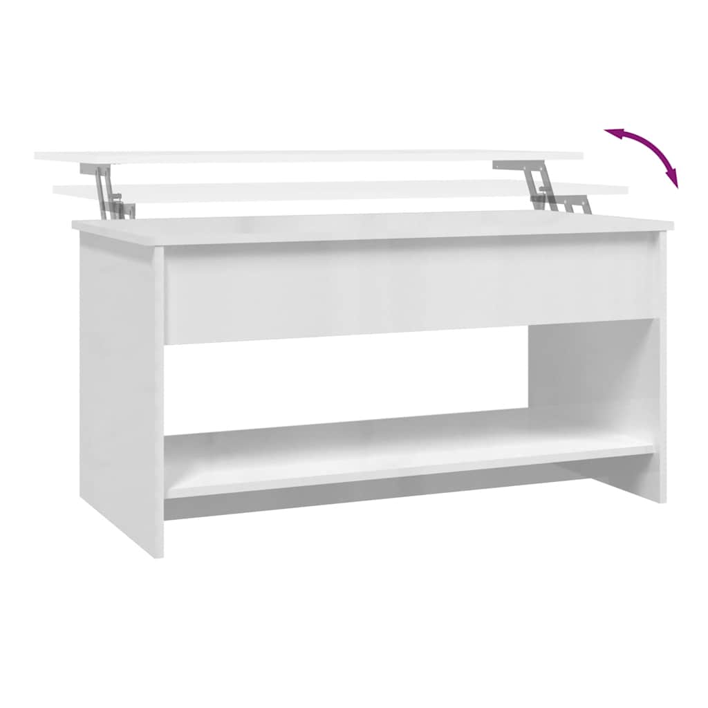 Salongbord Sofabord Høyglans Hvit 102x50x52,5 cm