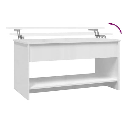 Salongbord Sofabord Høyglans Hvit 102x50x52,5 cm