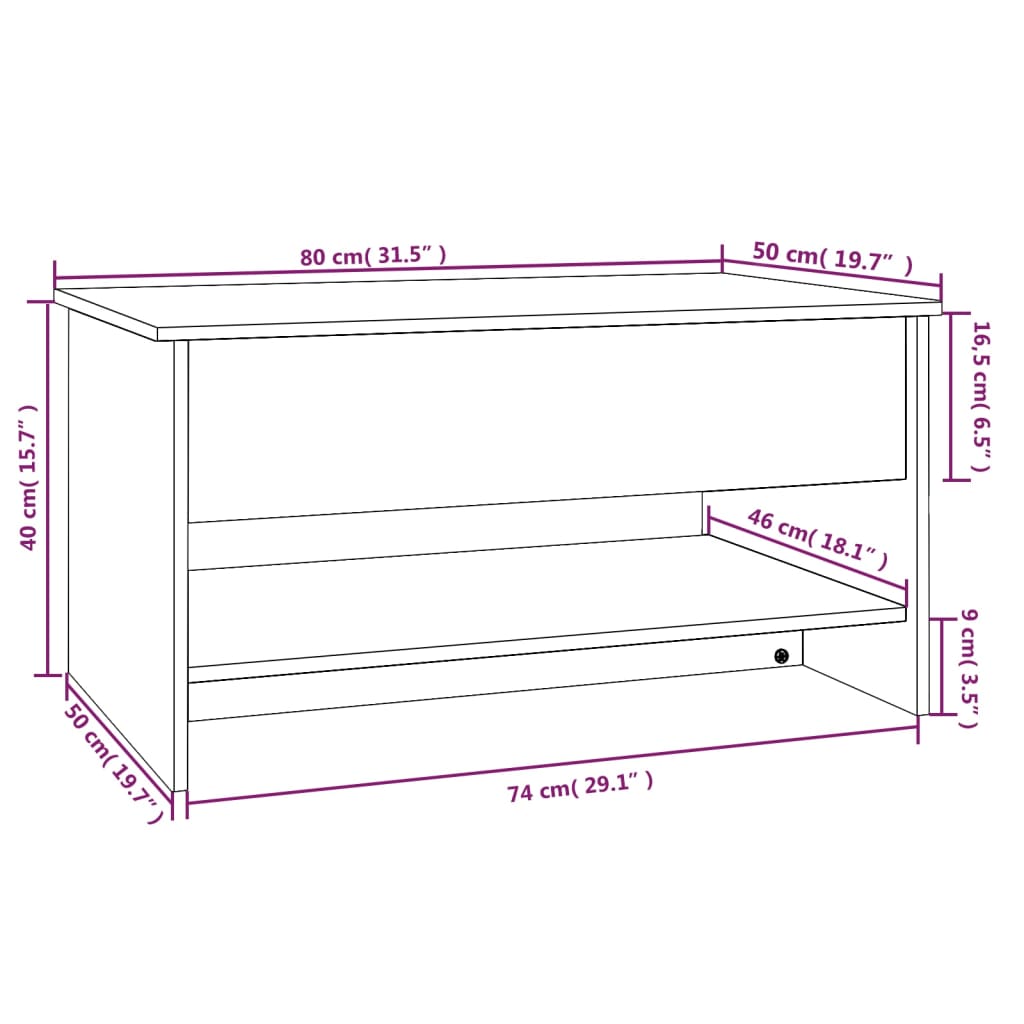 Salongbord Sofabord Hvit 80x50x40 cm