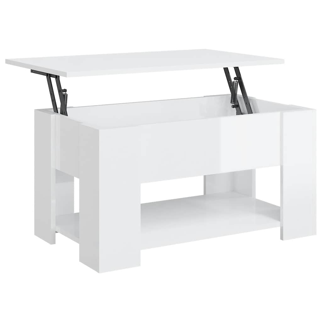 Salongbord høyglans hvit 79x49x41 cm konstruert tre