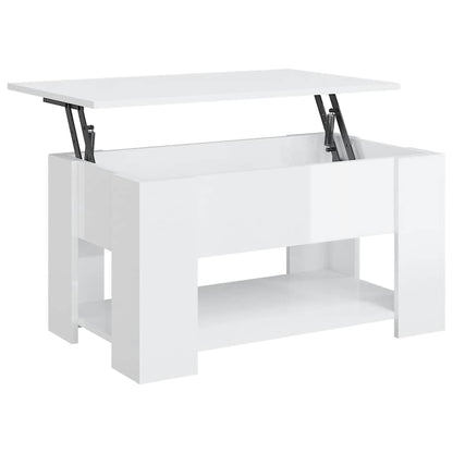 Salongbord høyglans hvit 79x49x41 cm konstruert tre
