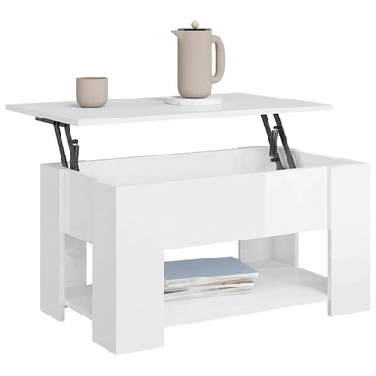 Salongbord høyglans hvit 79x49x41 cm konstruert tre