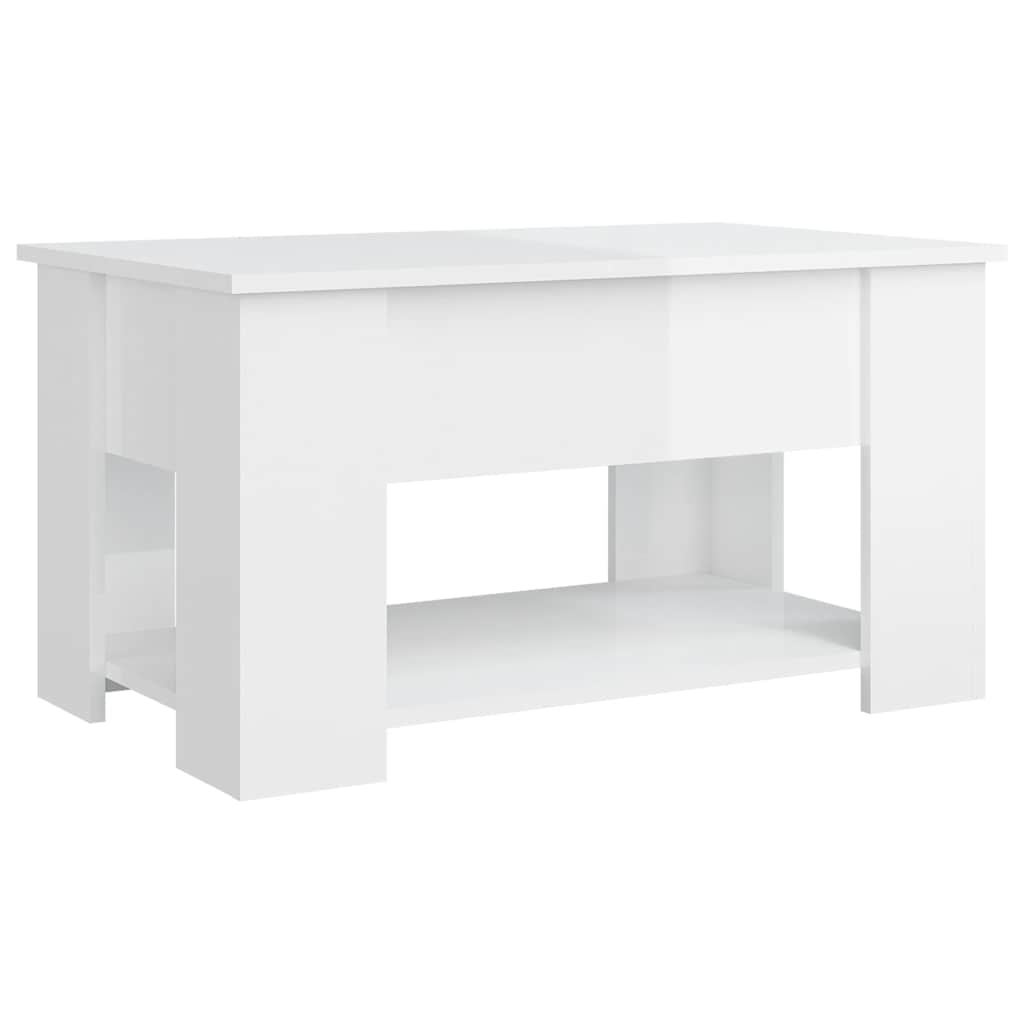 Salongbord høyglans hvit 79x49x41 cm konstruert tre