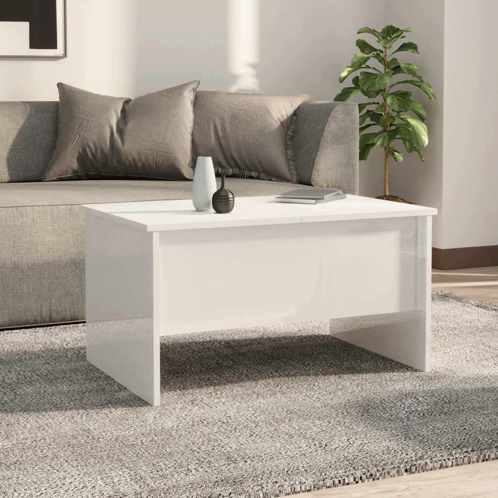 Salongbord Sofabord Høyglans Hvit 80x50x42,5 cm