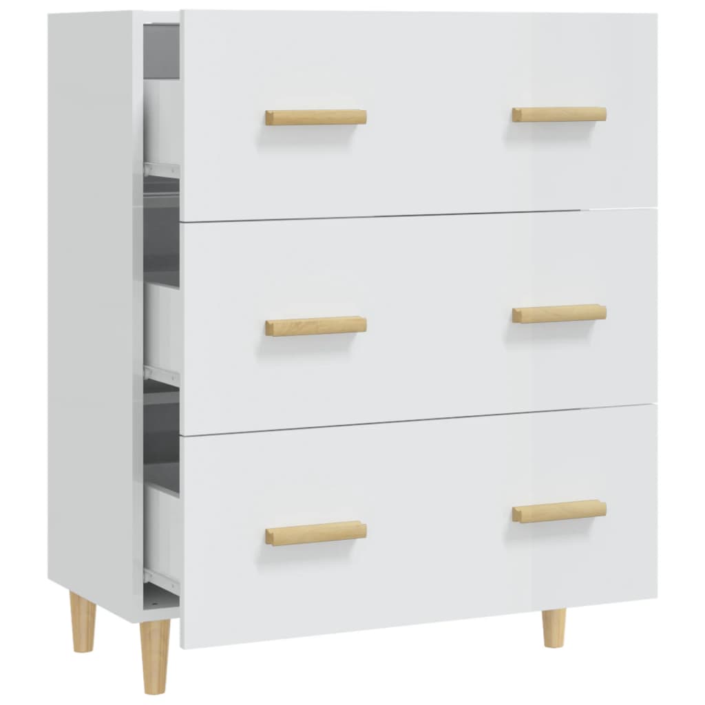 Skap Høyglans Hvit 70x34x90 cm