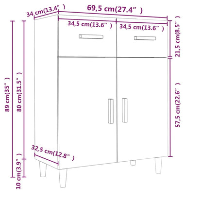 Kommode Betonggrå 69,5x34x89 cm