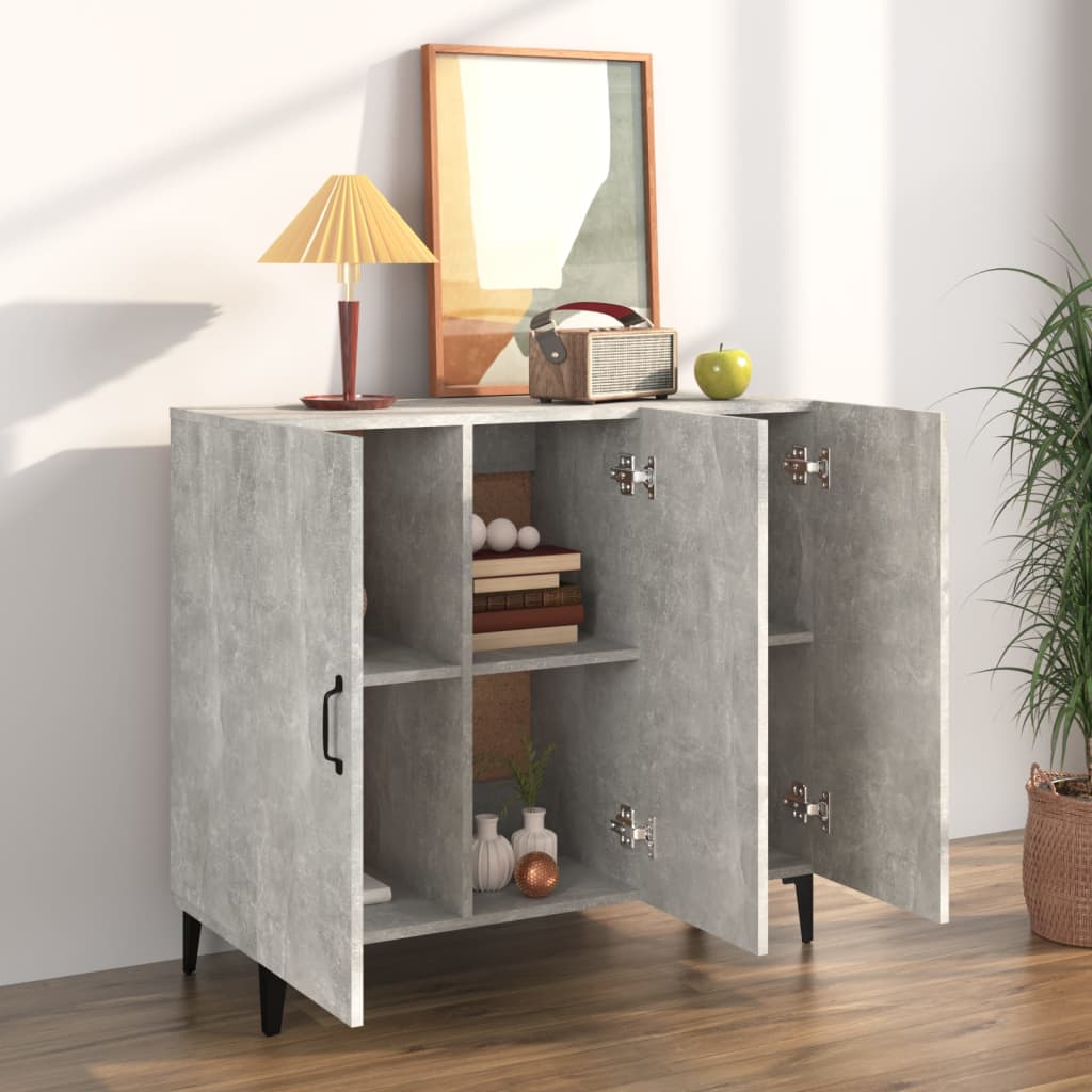 Kommode Betonggrå 90x34x80 cm