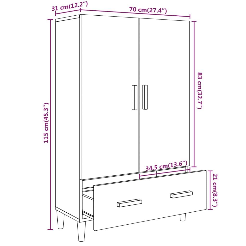 Skap Sonoma Eik 70x31x115 cm