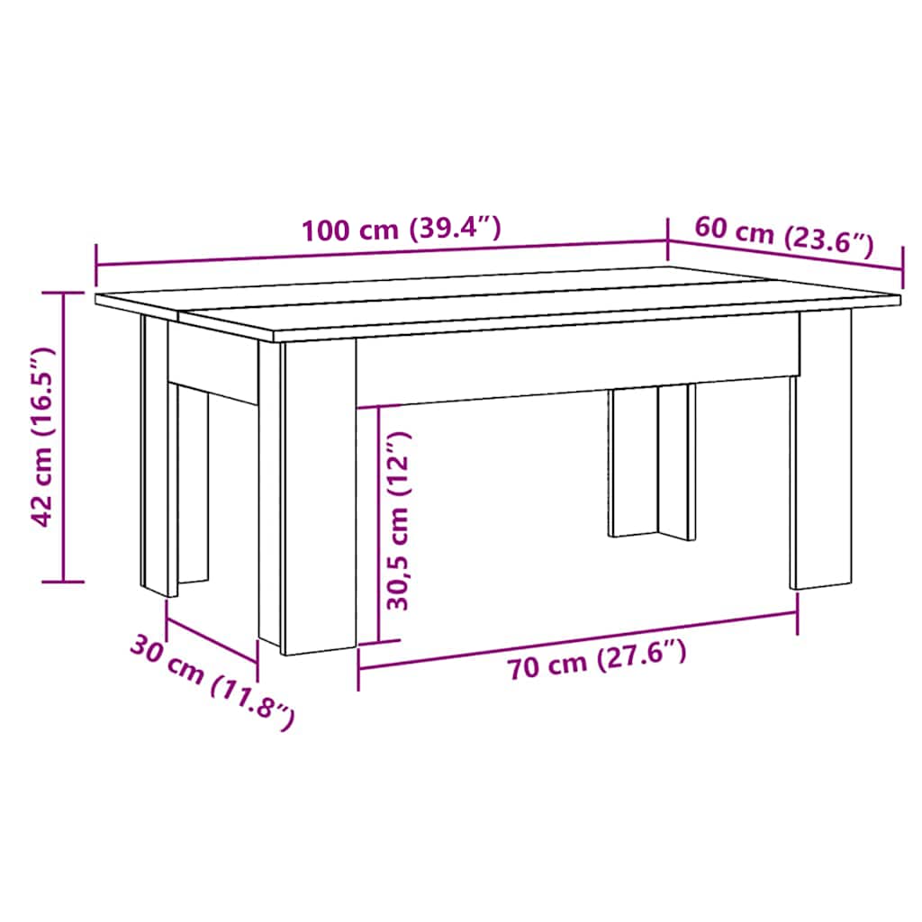 Salongbord Sofabord Sonoma Grå 100x60x42 cm