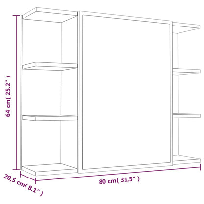 Baderomsspeil Baderomsskap med speil Brun Eik 80x20,5x64 cm