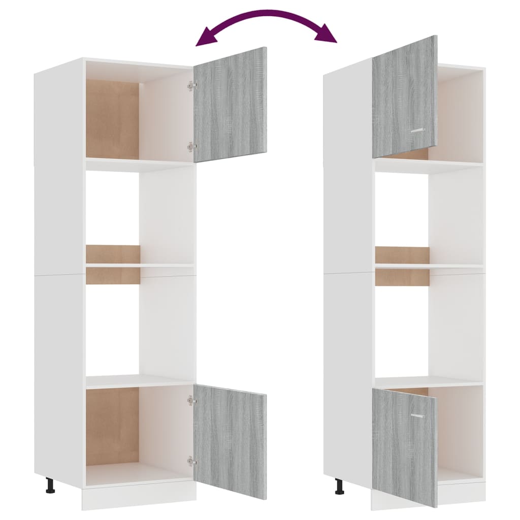 Kjøkkeninnredning Kjøkkenskap Lyon Sonoma Grå 60x57x207 cm for mikrobølgeovn