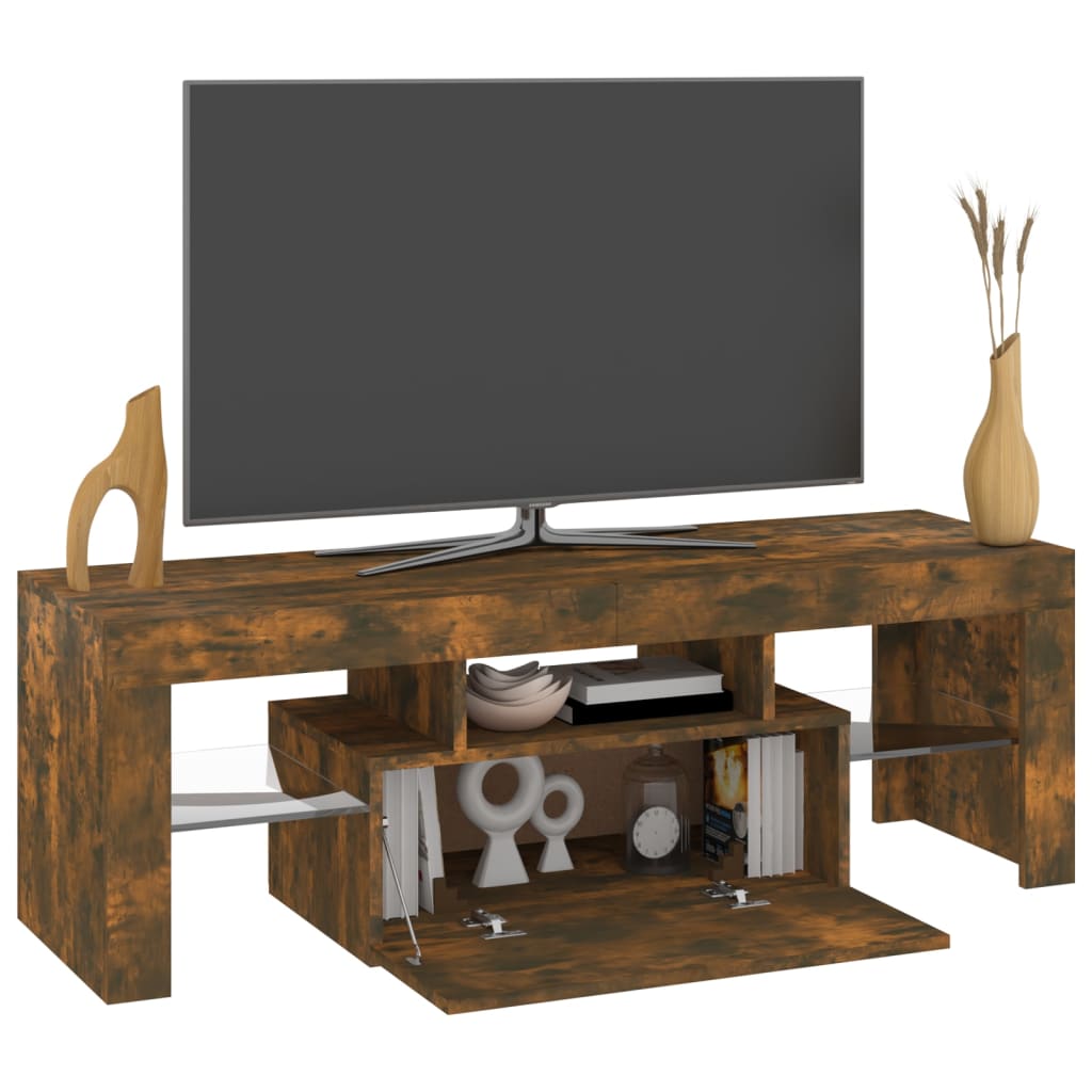 TV-Møbel Røkt Eik TV-benk med LED-lys 120x35x40 cm
