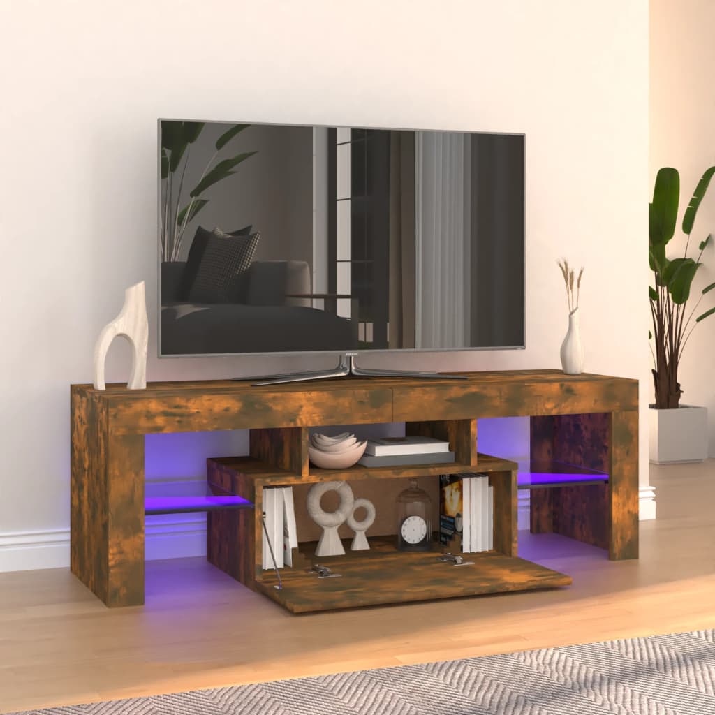 TV-Møbel Røkt Eik TV-benk med LED-lys 120x35x40 cm