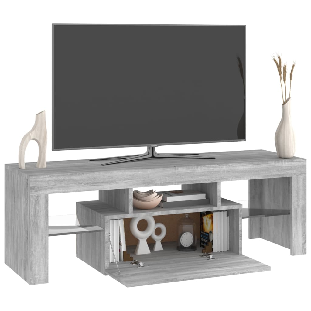 TV-Møbel Sonoma Grå TV-benk med LED-lys 120x35x40 cm