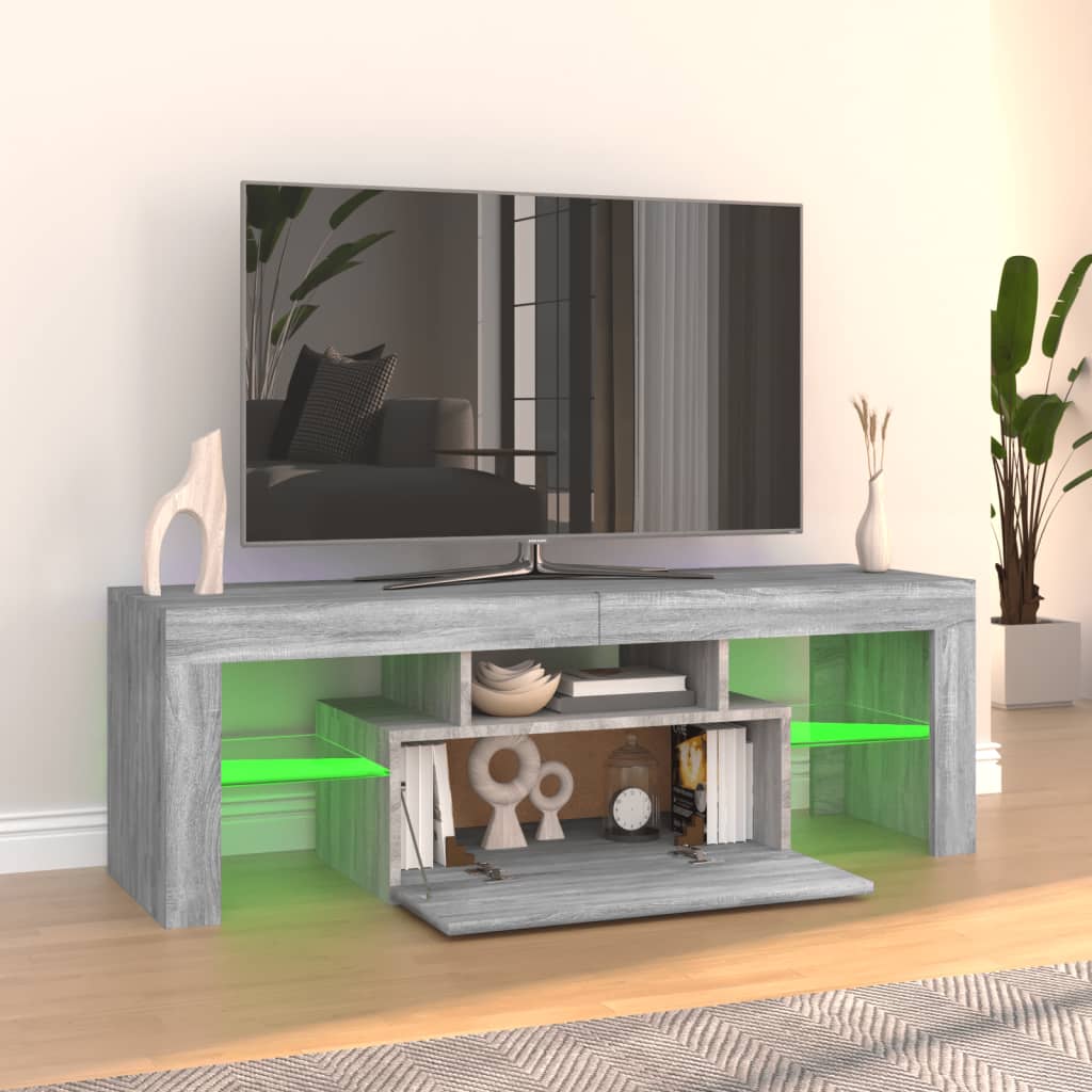 TV-Møbel Sonoma Grå TV-benk med LED-lys 120x35x40 cm