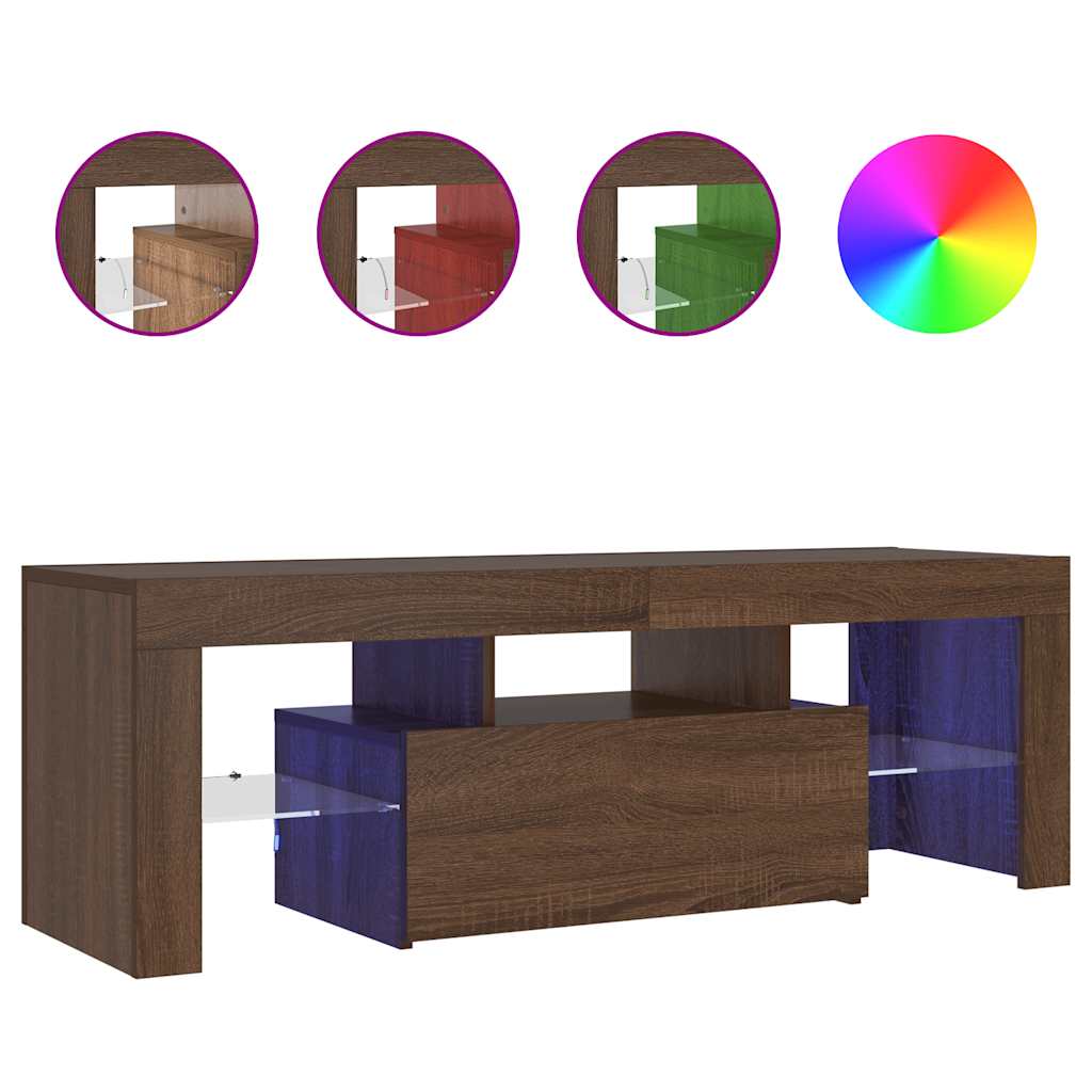 TV-Møbel Brun Eik TV-benk med LED-lys 120x35x40 cm