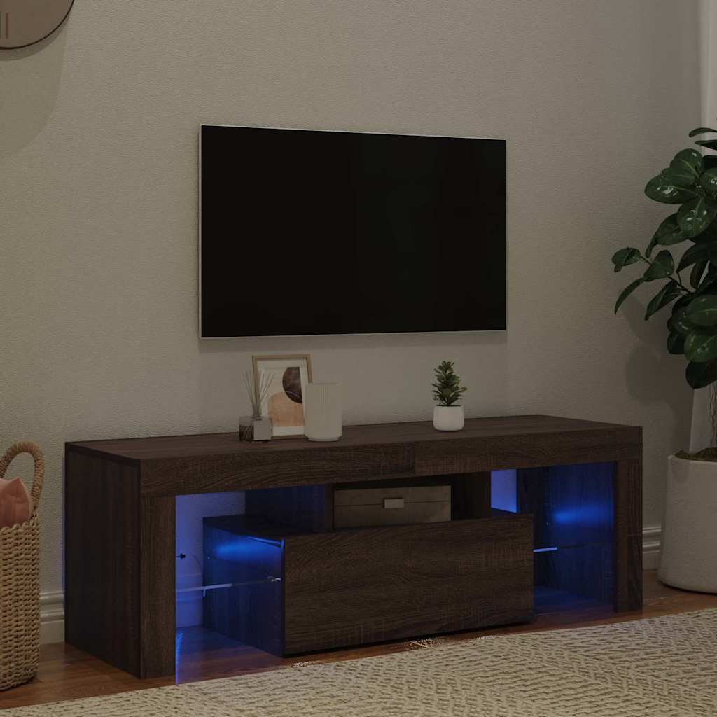 TV-Møbel Brun Eik TV-benk med LED-lys 120x35x40 cm