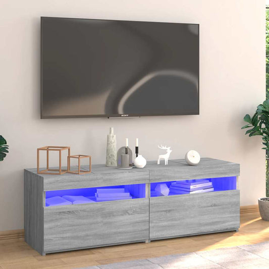 TV-Møbel Sonoma Grå TV-benk med LED-lys 120x35x40 cm