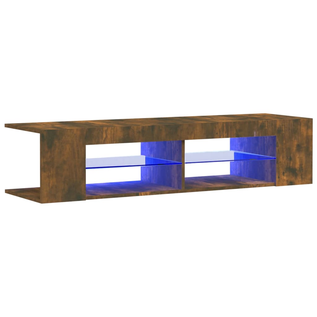 TV-Møbel Røkt EikTV-benk med LED-lys 135x39x30 cm