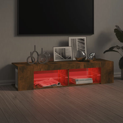 TV-Møbel Røkt EikTV-benk med LED-lys 135x39x30 cm