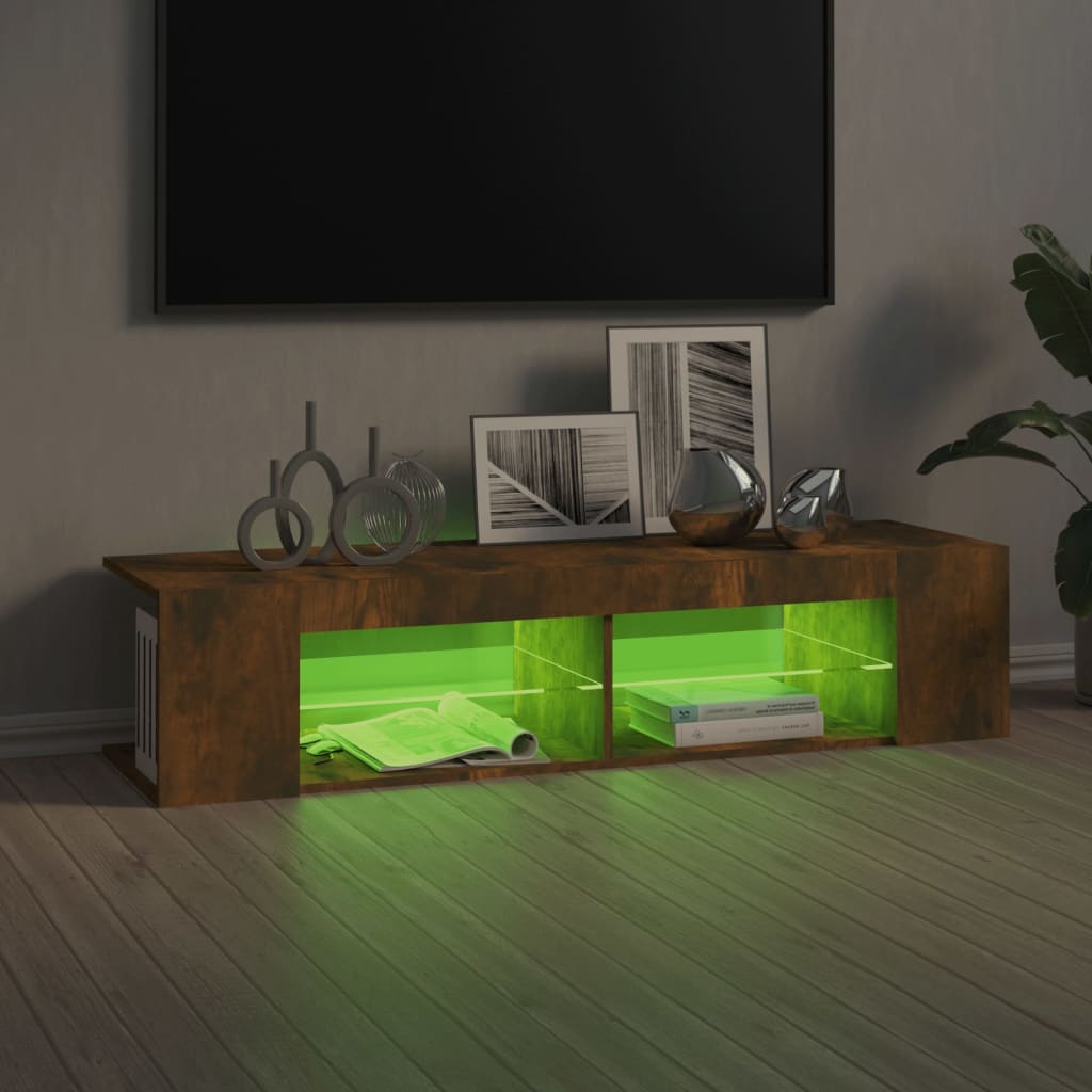 TV-Møbel Røkt EikTV-benk med LED-lys 135x39x30 cm