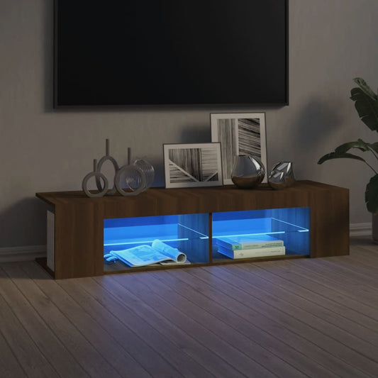 TV-Møbel Brun Eik TV-benk med LED-lys 135x39x30 cm