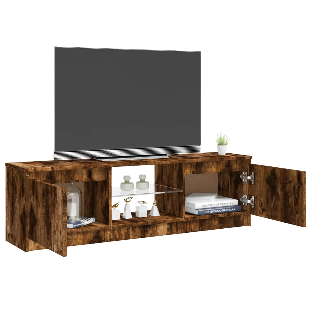 TV-Møbel Røkt EikTV-benk med LED-lys 120x30x35,5 cm