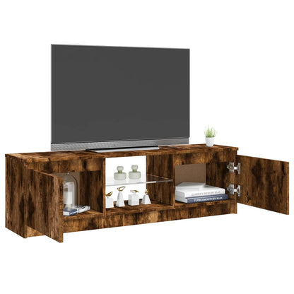 TV-Møbel Røkt EikTV-benk med LED-lys 120x30x35,5 cm