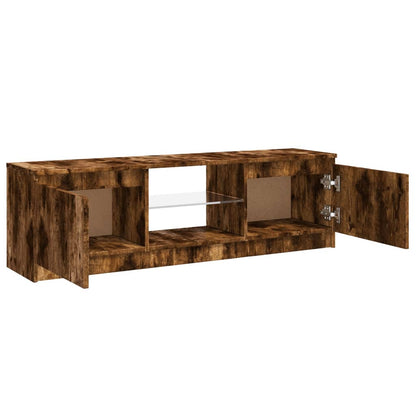 TV-Møbel Røkt EikTV-benk med LED-lys 120x30x35,5 cm