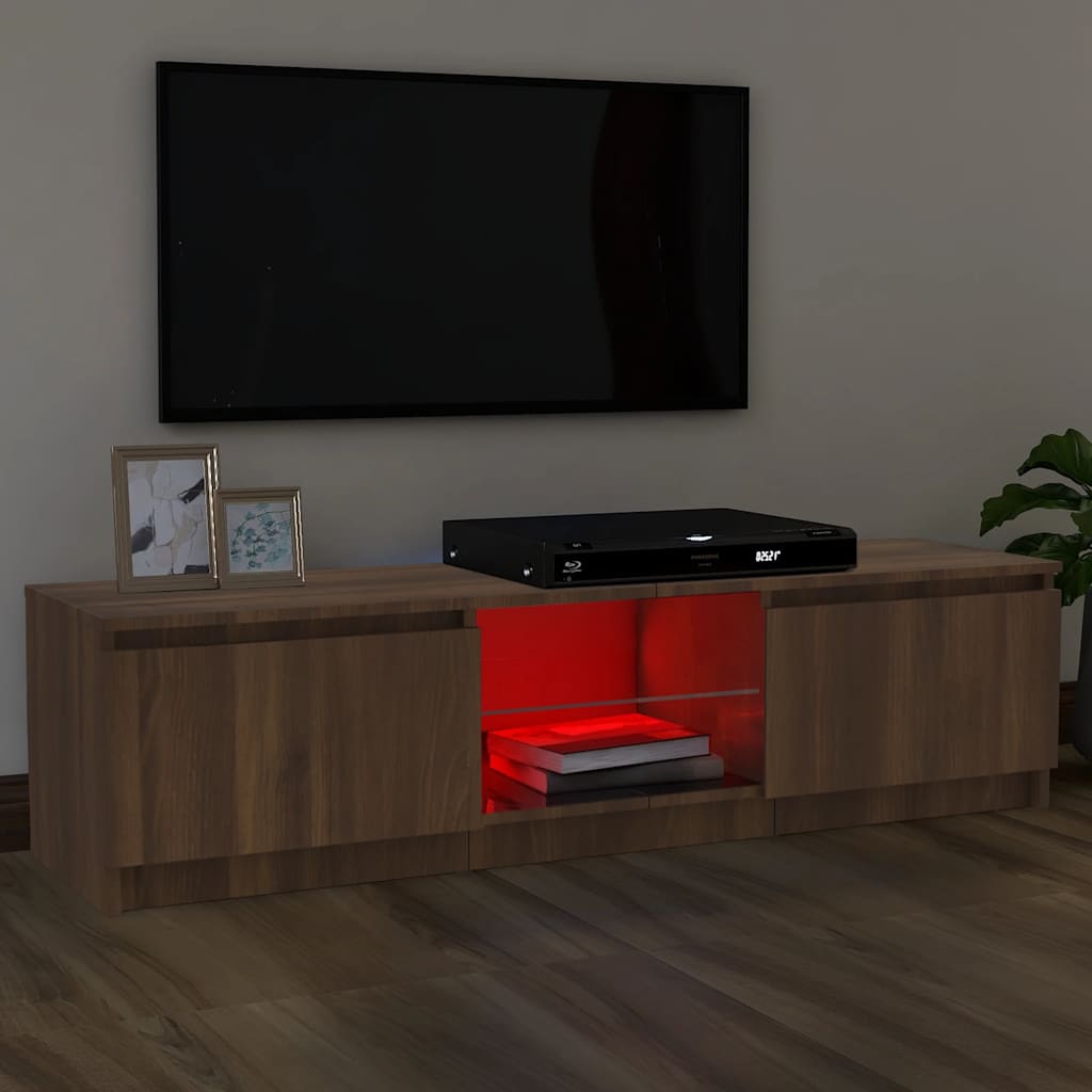 TV-Møbel Brun Eik TV-benk med LED-lys 120x30x35,5 cm