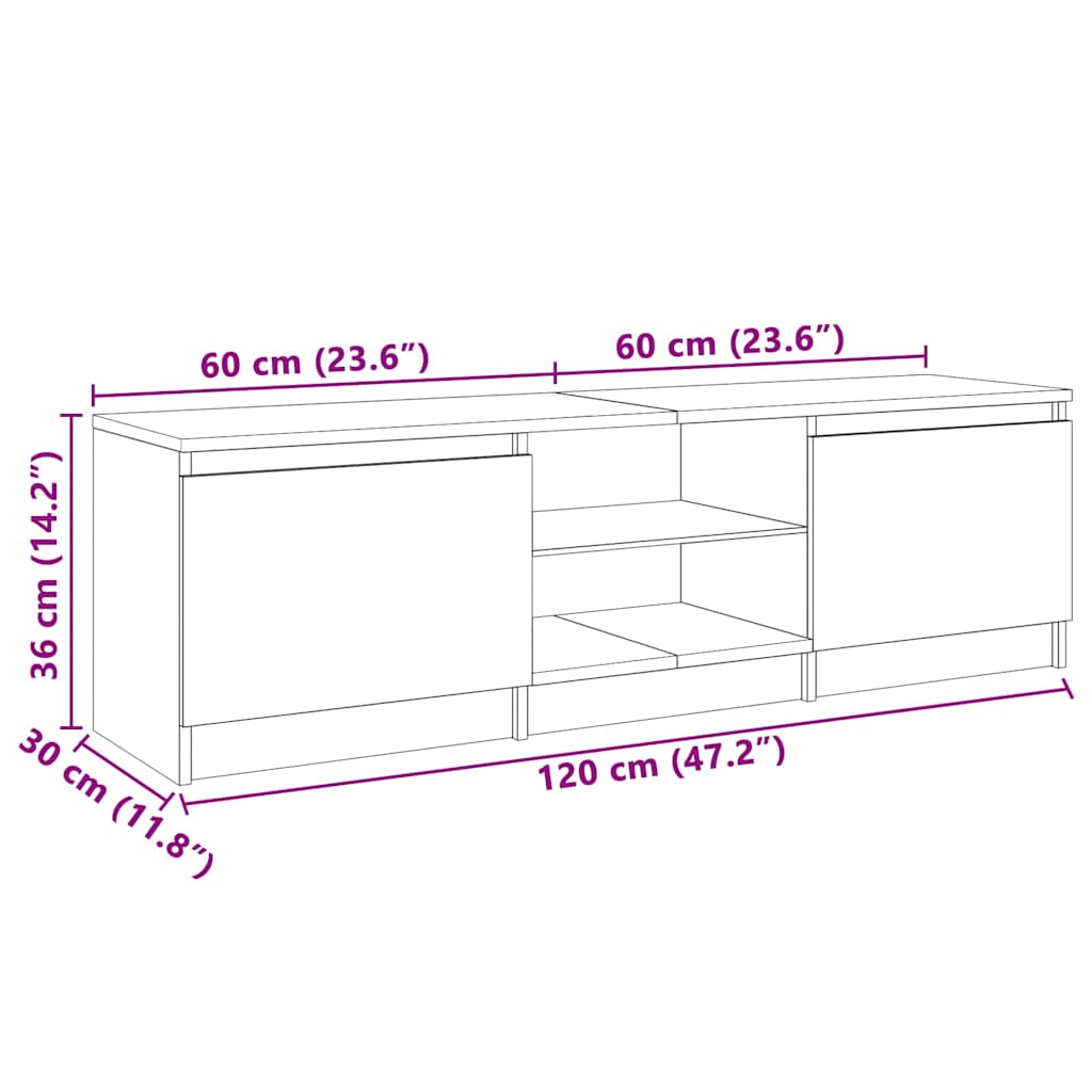 TV-Møbel Brun Eik TV-benk med LED-lys 120x30x35,5 cm