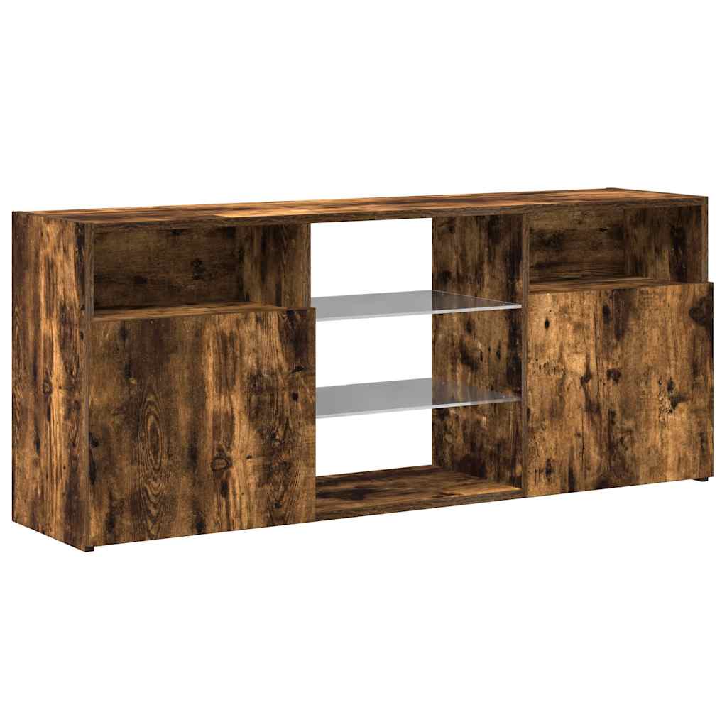 TV-Møbel Røkt EikTV-benk med LED-lys 120x30x50 cm