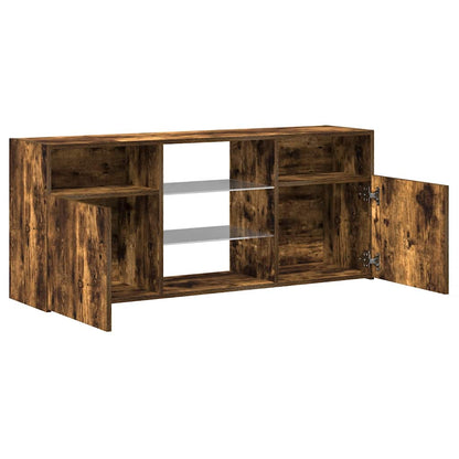 TV-Møbel Røkt EikTV-benk med LED-lys 120x30x50 cm
