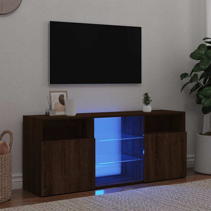 TV-Møbel Brun Eik TV-benk med LED-lys 120x30x50 cm
