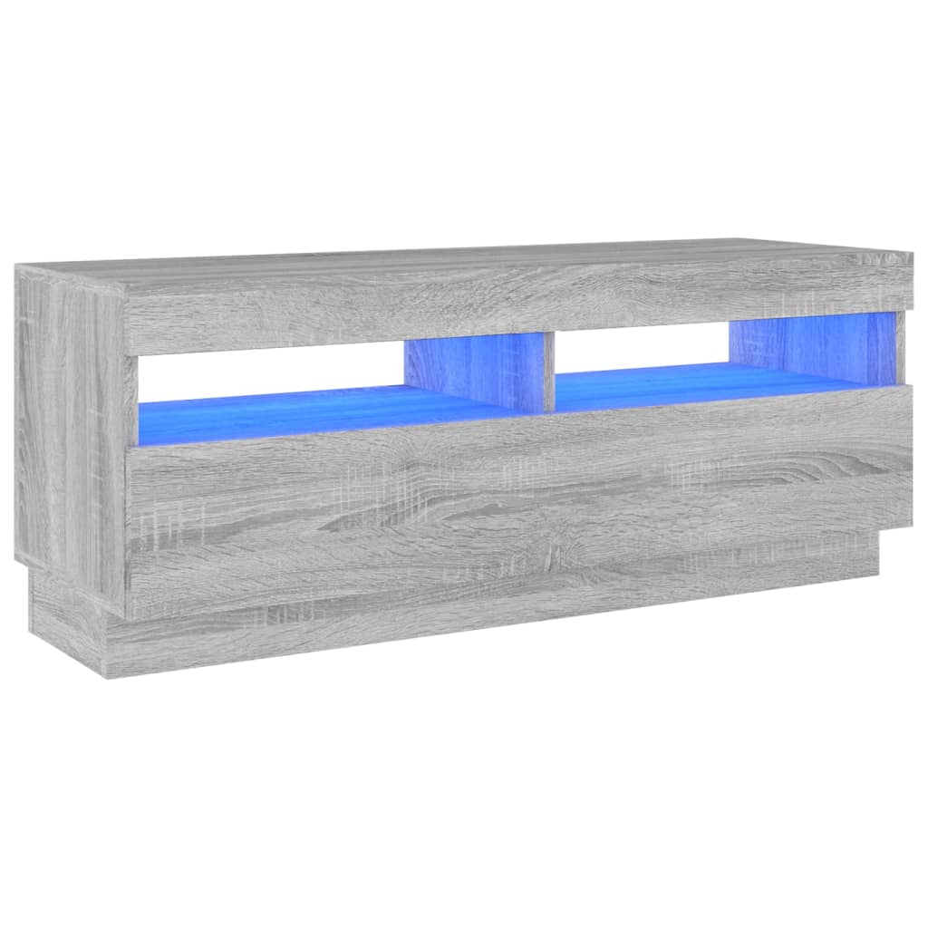 TV-Møbel Sonoma Grå TV-benk med LED-lys 100x35x40 cm