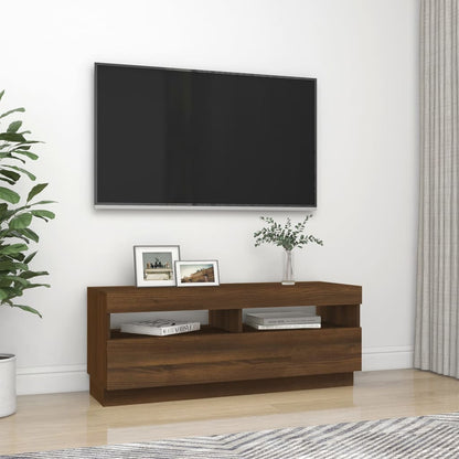 TV-Møbel Brun Eik TV-benk med LED-lys 100x35x40 cm