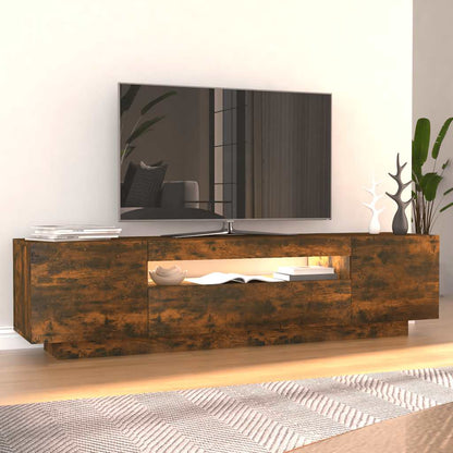 TV-Møbel Røkt EikTV-benk med LED-lys 160x35x40 cm