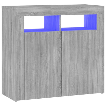 Skjenk Sonoma Grå med LED-lys 80x35x75 cm