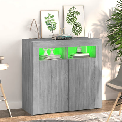Skjenk Sonoma Grå med LED-lys 80x35x75 cm