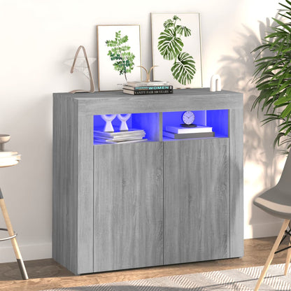 Skjenk Sonoma Grå med LED-lys 80x35x75 cm